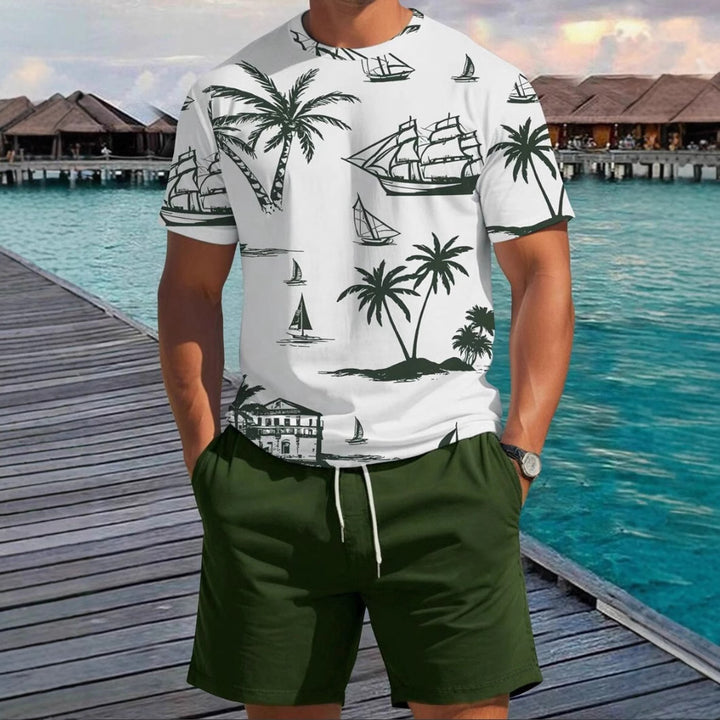 Herren Kurzarm-Shirt mit maritimem Motiv und entspannter Passform Aliams
