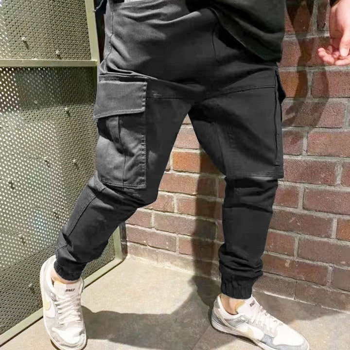 Herren Cargo-Hose mit Seitentaschen und elastischem Bund Aliams