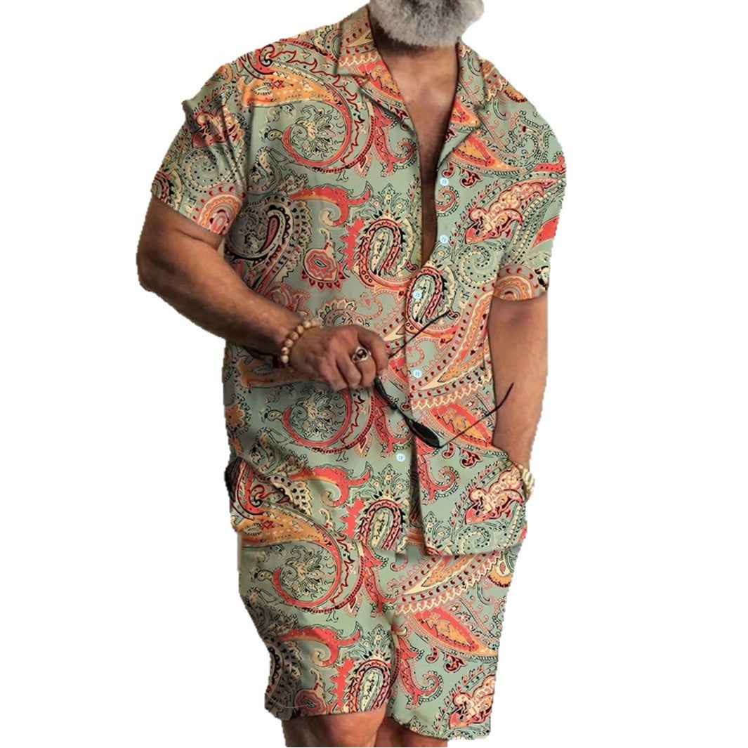 Herren Kurzarm-Hemd und Shorts Set Aliams