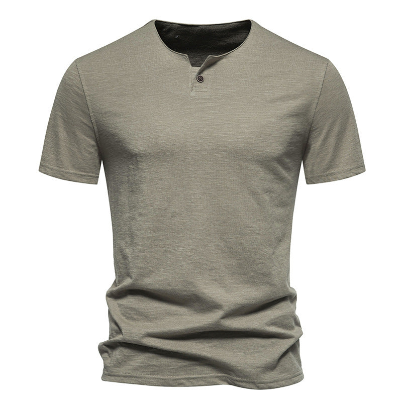 Herren Kurzarm-Henley-Shirt mit modernem Stehkragen und hochwertiger Baumwollqualität Aliams