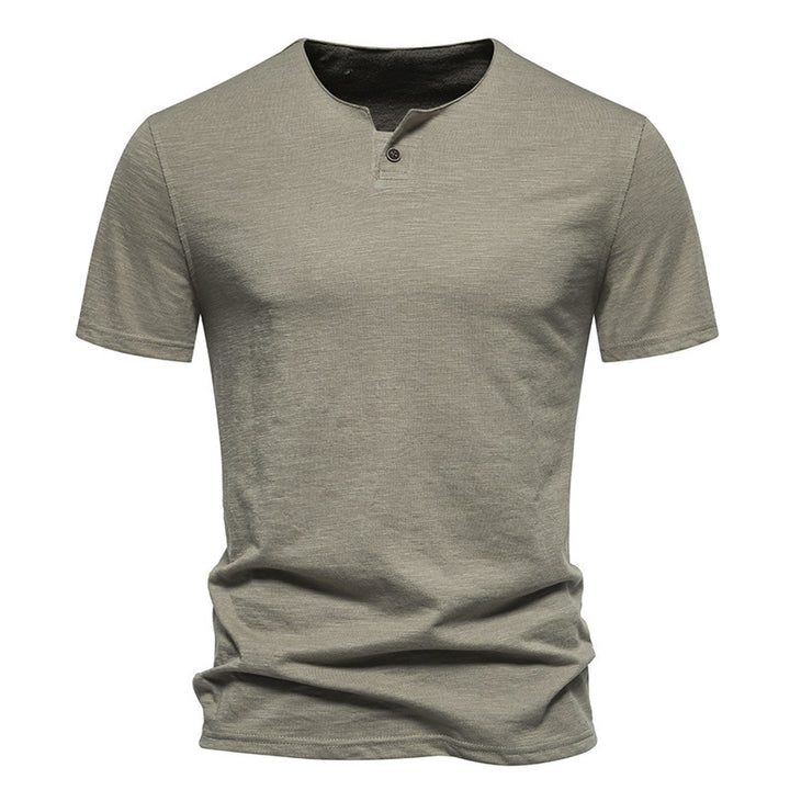Herren Kurzarm-Henley-Shirt mit modernem Stehkragen und hochwertiger Baumwollqualität Aliams