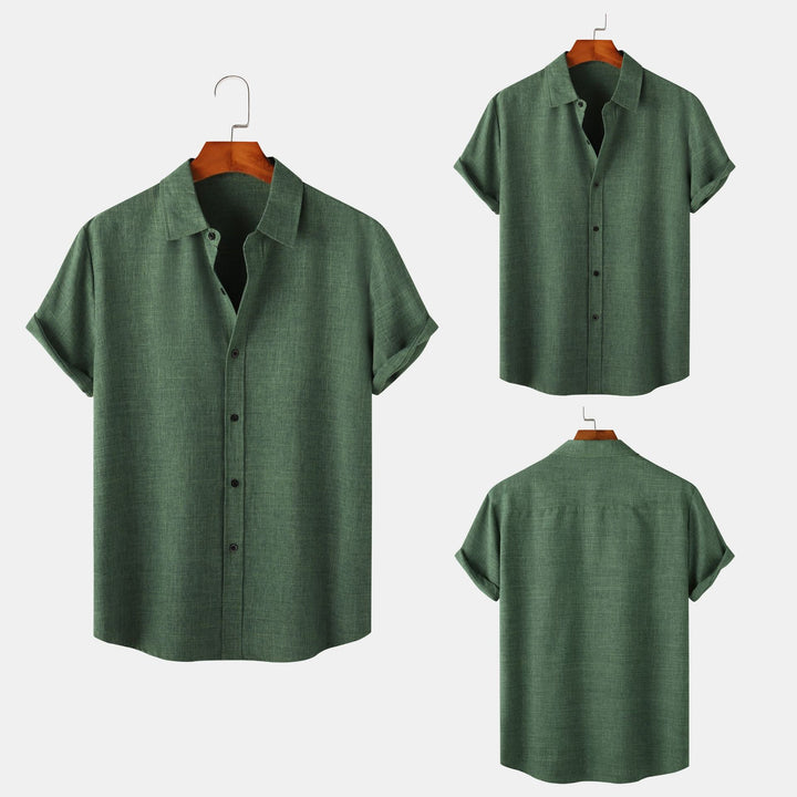 Herren Kurzarmhemd aus atmungsaktivem Gewebe mit stilvollem Kragen Aliams