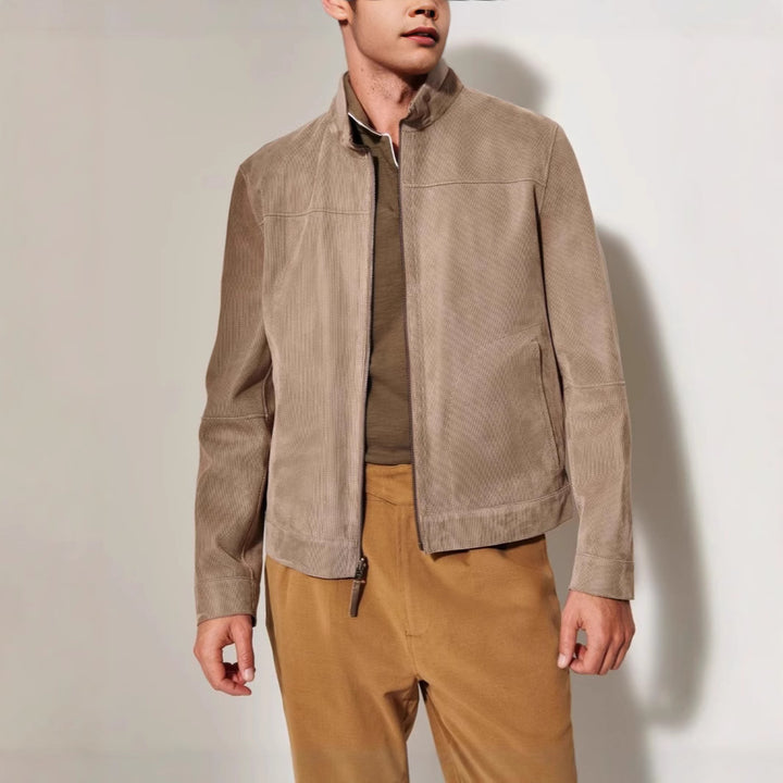 Herren Lederjacke im modernen Schnitt mit strukturiertem Obermaterial Aliams