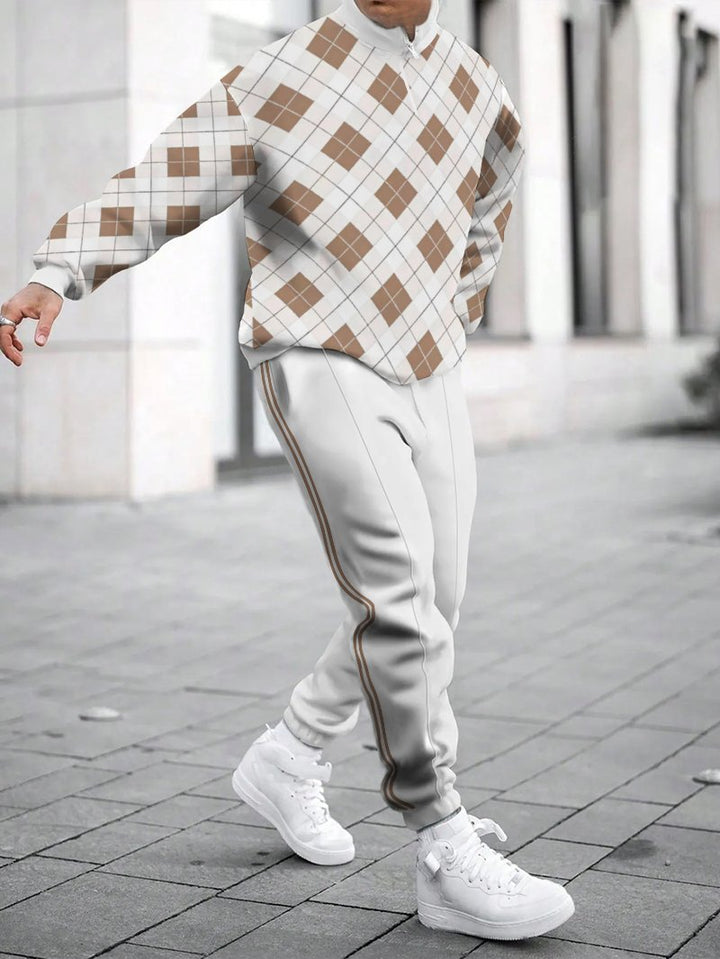 Herren Sportliches Sweatshirt mit modernem Zipper und grafischem Muster Aliams