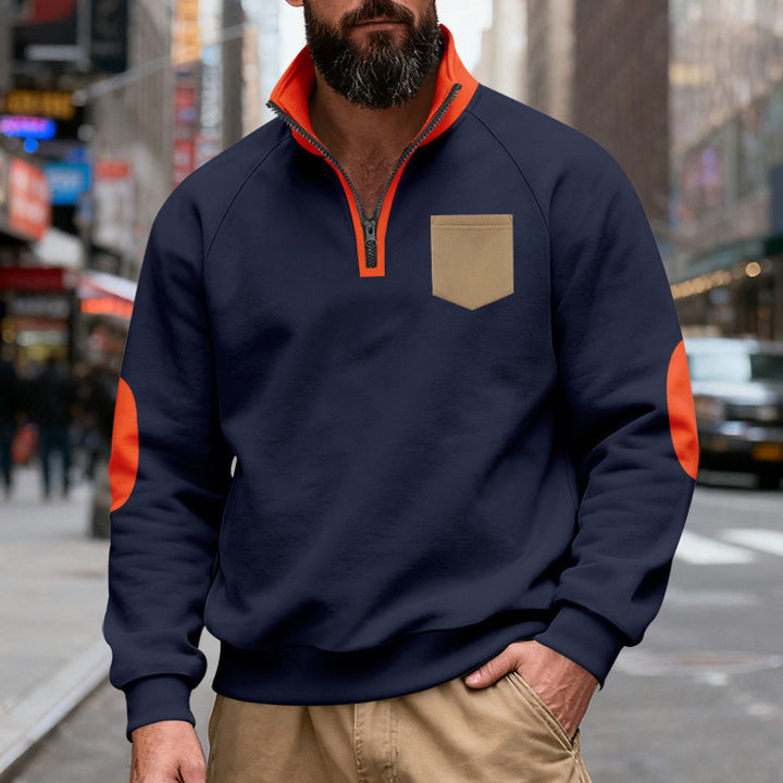 Herren Pullover mit Stehkragen und Reißverschluss Aliams