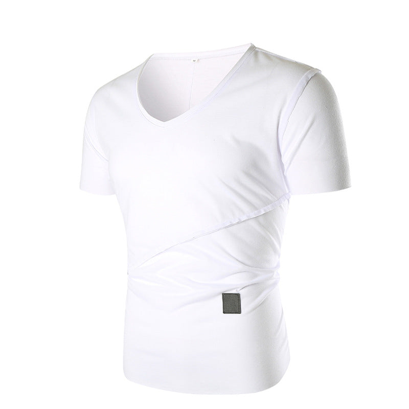 Herren V-Ausschnitt T-Shirt mit asymmetrischem Schnitt und elastischem Bund Aliams