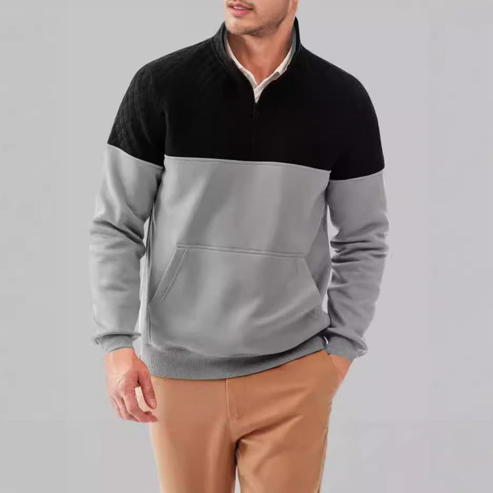 Herren gemütlicher Fleece-Pullover mit Stehkragen Aliams