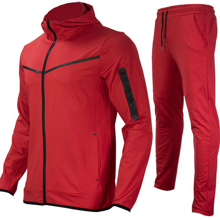 Herren Atmungsaktives Freizeit-Outdoor-Set mit Kapuzenjacke und Jogginghose Aliams