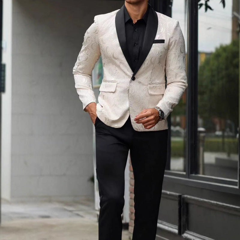 Herren Extravaganter Smoking-Blazer mit filigranem Muster Aliams