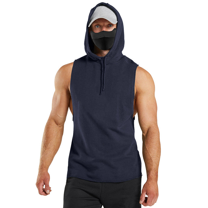 Herren ärmelloses Kapuzenshirt mit integrierter Maske und modischem Design Aliams