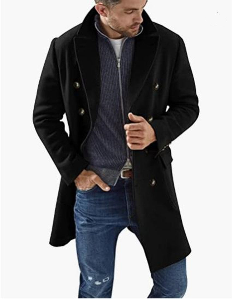 Herren eleganter Doppelknebel-Mantel mit modernem Schnitt Aliams