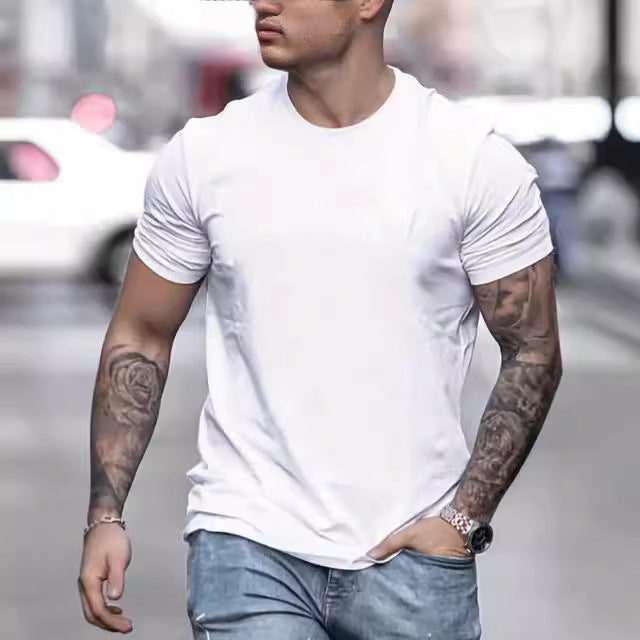 Herren Basic Rundhals T-Shirt aus atmungsaktivem Material Aliams