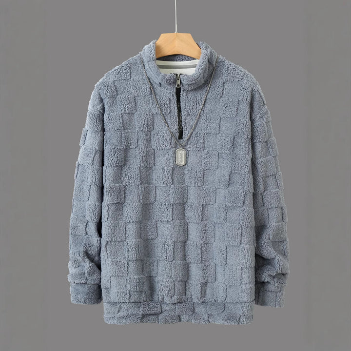 Herren Fleece-Pullover mit Reißverschluss und strukturiertem Design Aliams