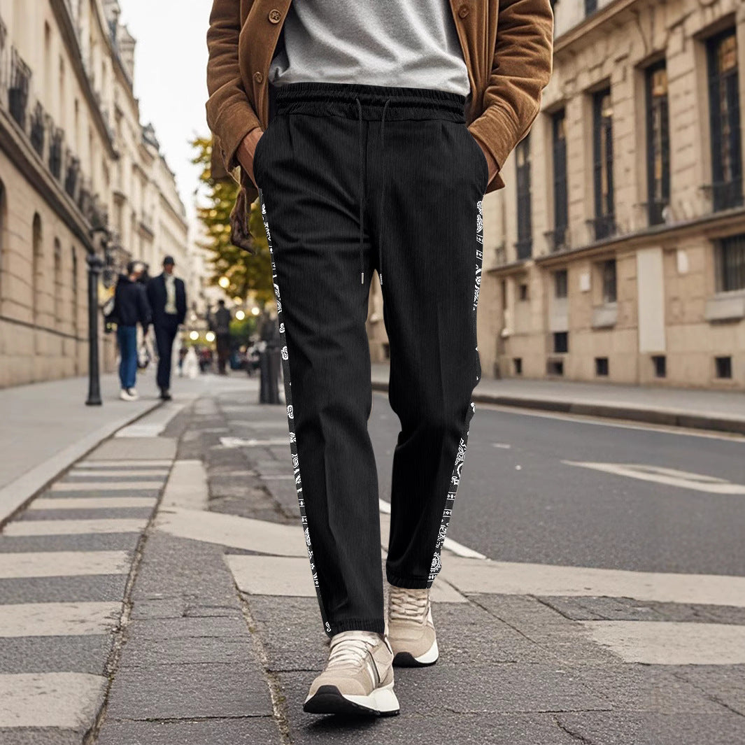 Herren stylische Jogginghose mit seitlichem Grafikdesign und elastischem Bund Aliams