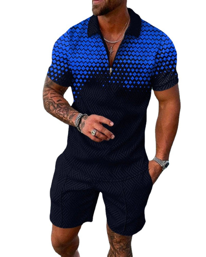 Herren Casual Strukturierter Polo Jumpsuit Aliams