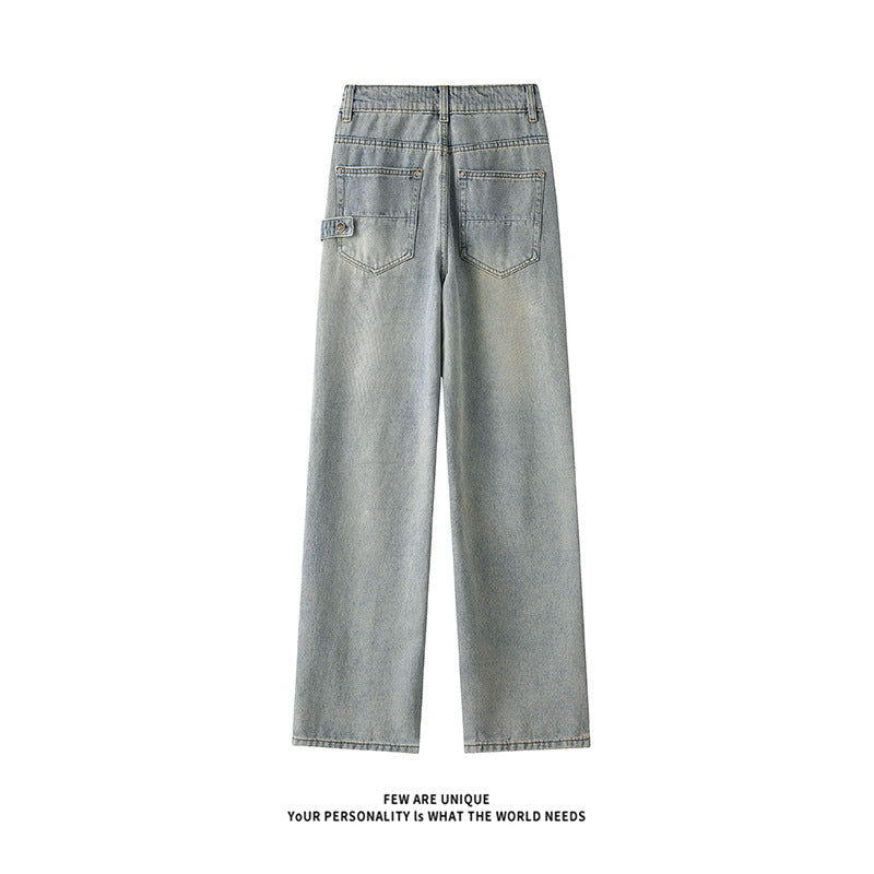 Herren Weitgeschnittene Jeans mit hohem Bund und praktischen Taschen Aliams