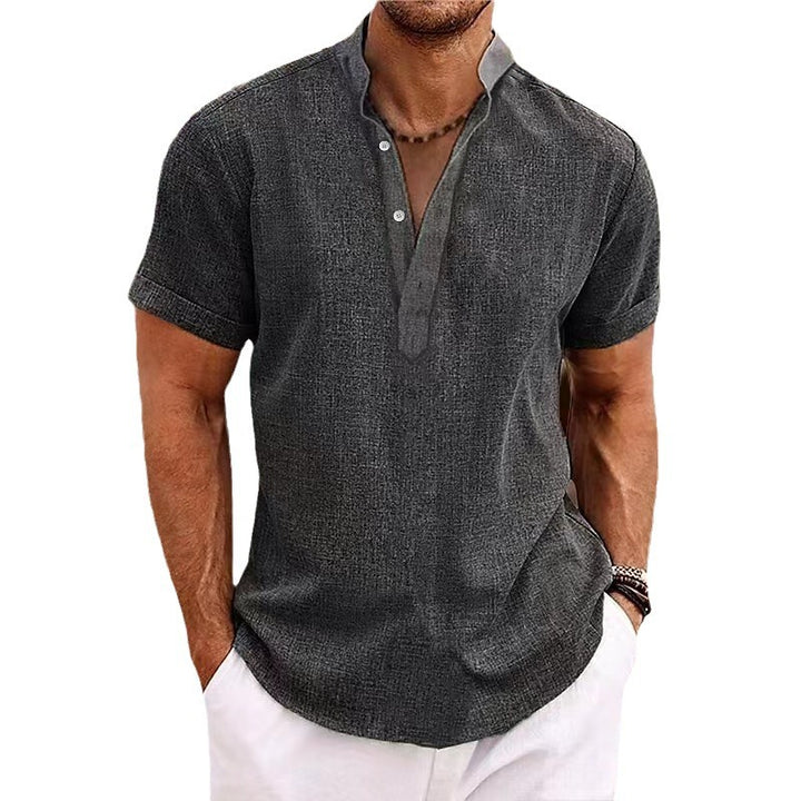 Herren Freizeit Kurzarm Henley-Shirt Aliams