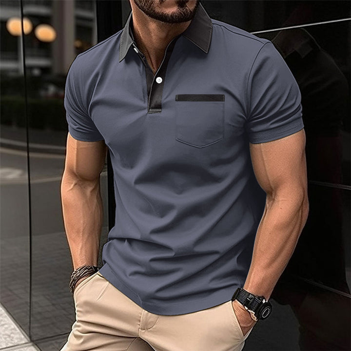 Herren Poloshirt mit modernem Kontrastkragen und praktischer Brusttasche Aliams