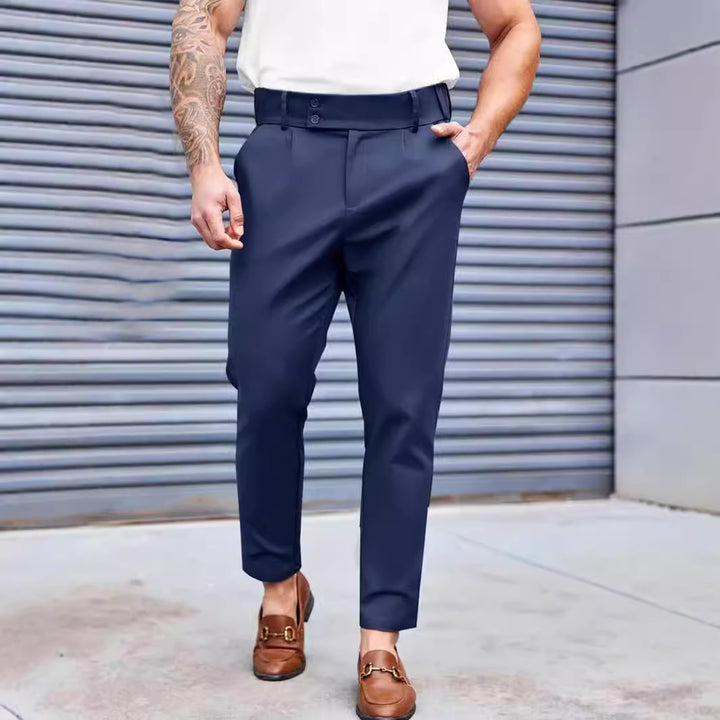 Herren Elegante Chinohose mit elastischem Bund und klassischem Schnitt Aliams