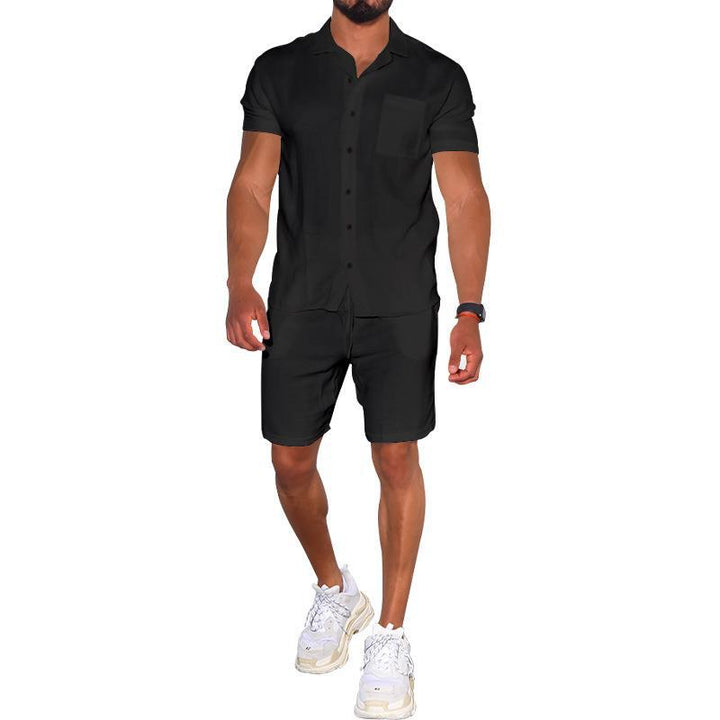 Herren modernes Freizeit-Set aus kurzärmligem Hemd und Shorts Aliams