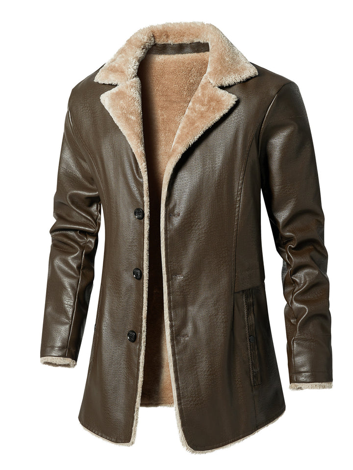 Herren Kunstleder Jacke mit luxuriösem Fleecefutter Aliams