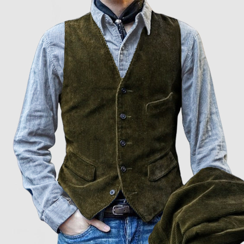 Herren Weste aus weichem Cord mit klassischem Schnitt und praktischen Taschen Aliams