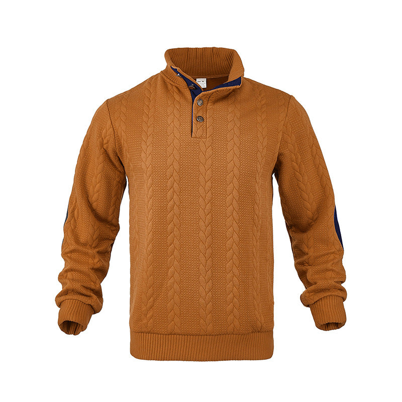 Herren Strickpullover mit modischem Stehkragen und kontrastierenden Knopfdetails Aliams