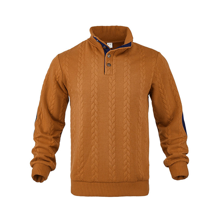 Herren Strickpullover mit modischem Stehkragen und kontrastierenden Knopfdetails Aliams