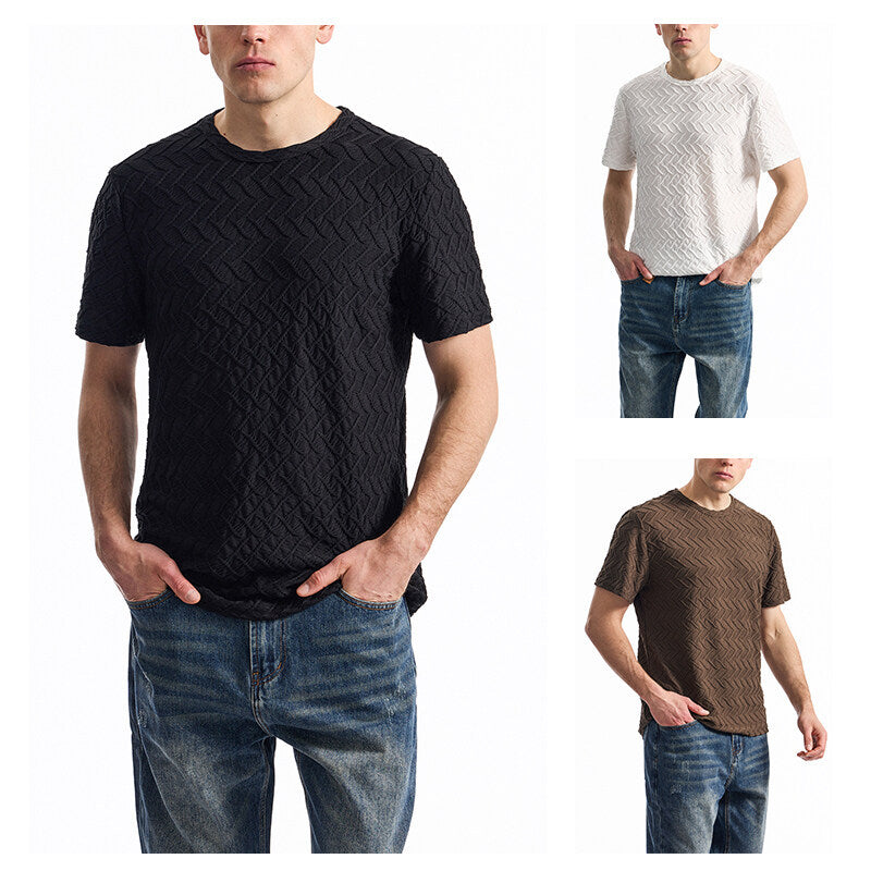 Herren T-Shirt mit strukturiertem Muster und lässiger Passform Aliams