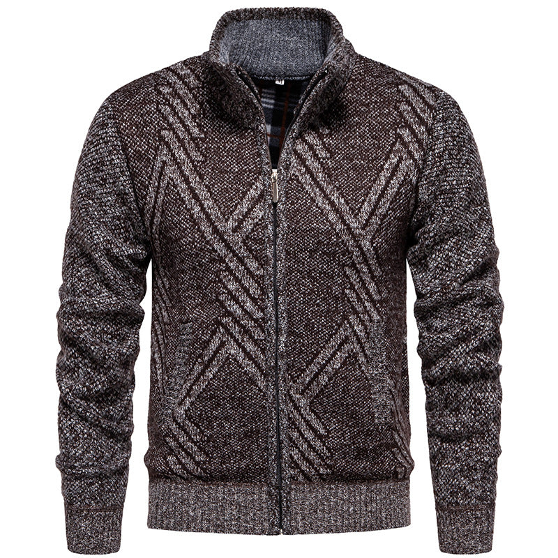 Herren sportliche Strickjacke mit modernem Zopfmuster Aliams