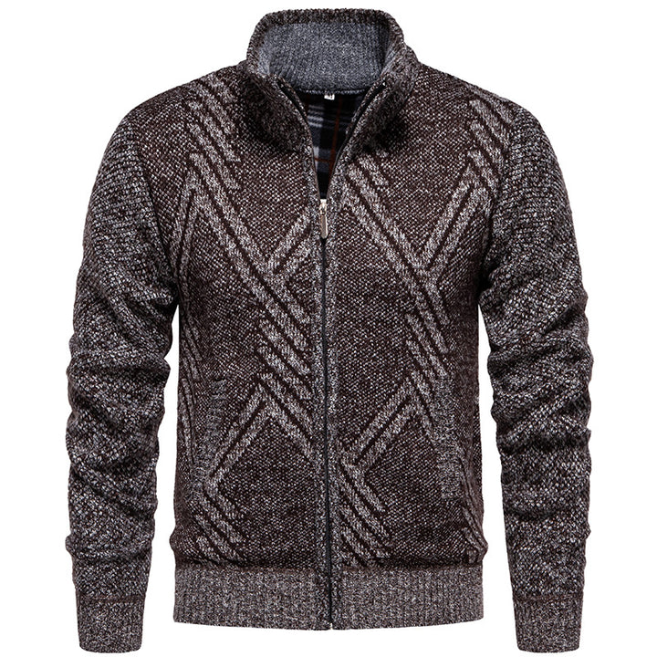 Herren sportliche Strickjacke mit modernem Zopfmuster Aliams