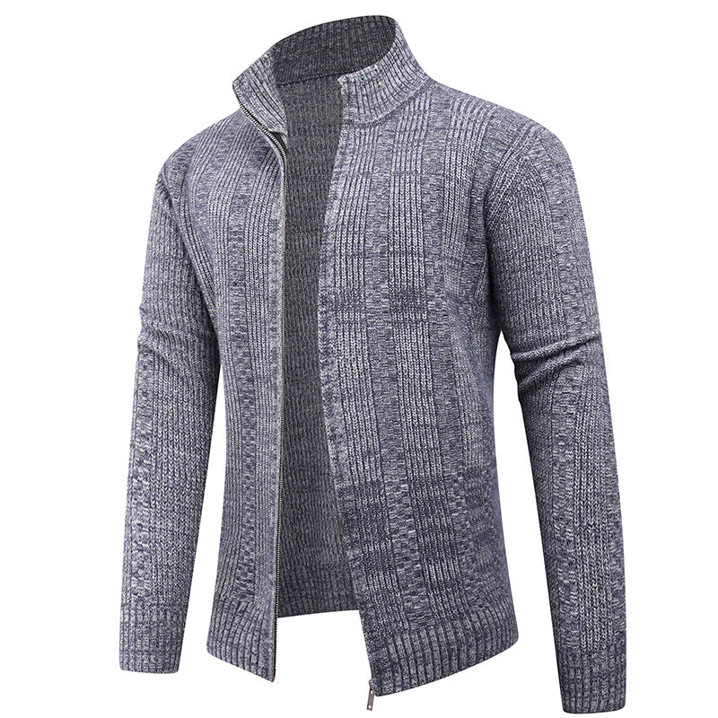 Herren Freizeit Strickjacke mit hohem Kragen und modernem Zipper Aliams
