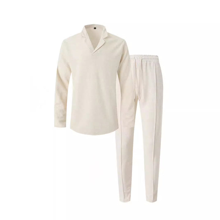 Herren sportliches Freizeit-Set mit gemütlichem Kragen und elastischen Hosen Aliams