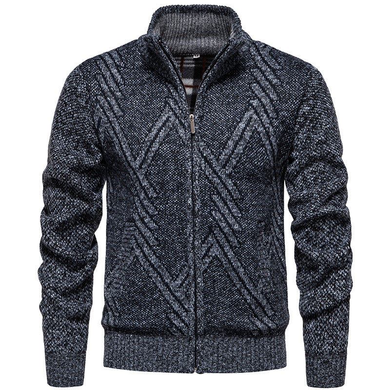 Herren sportliche Strickjacke mit modernem Zopfmuster Aliams