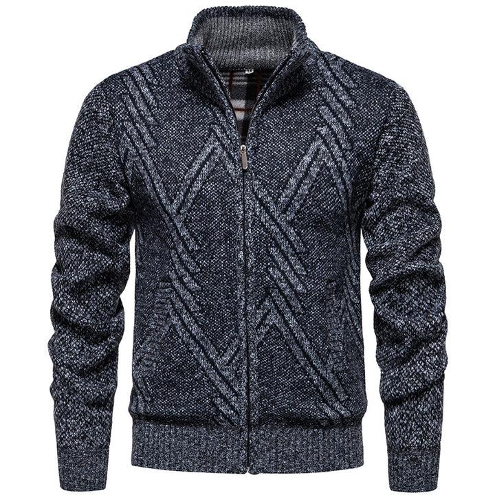 Herren sportliche Strickjacke mit modernem Zopfmuster Aliams
