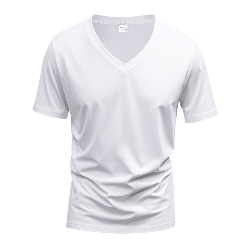 Herren Sportliches Kurzarm-T-Shirt mit V-Ausschnitt und funktionalem Mesh-Gewebe Aliams