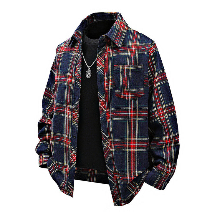 Herren Flanellhemd mit kariertem Design und aufgesetzter Brusttasche Aliams