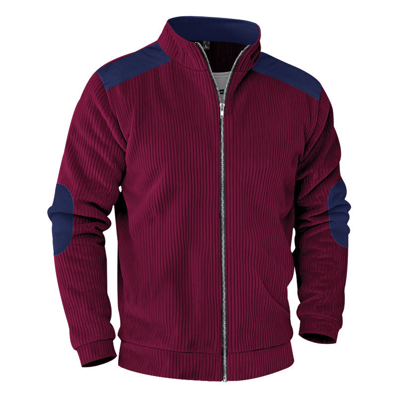 Herren sportliche Jacke mit strukturierten Ärmeln und Stehkragen Aliams