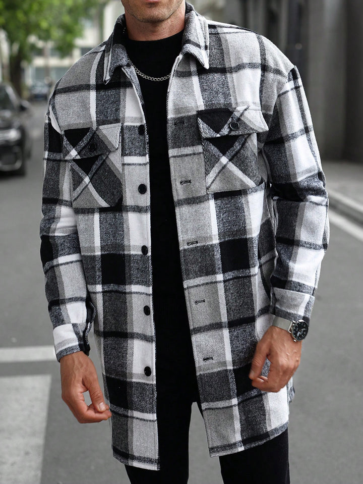 Herren Flanellhemdjacke im karierter Design mit praktischen Taschen Aliams