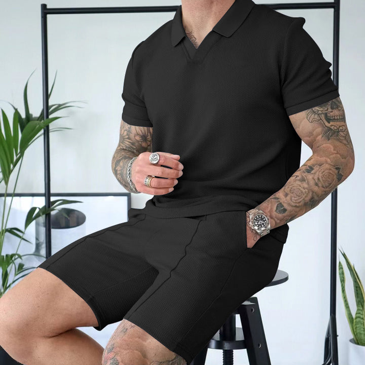 Herren Kurzarm Polohemd mit sportlichem Schnitt und Bundshorts Aliams