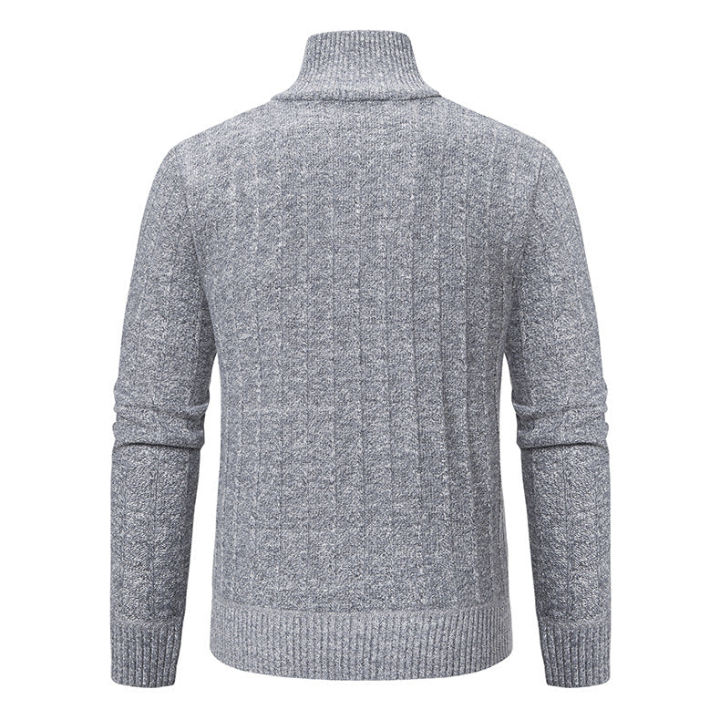 Herren Strickpullover mit hochabschließendem Kragen und Reißverschluss Taschen Aliams