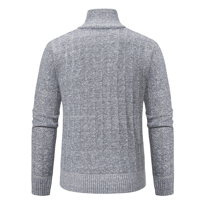 Herren Strickpullover mit hochabschließendem Kragen und Reißverschluss Taschen Aliams