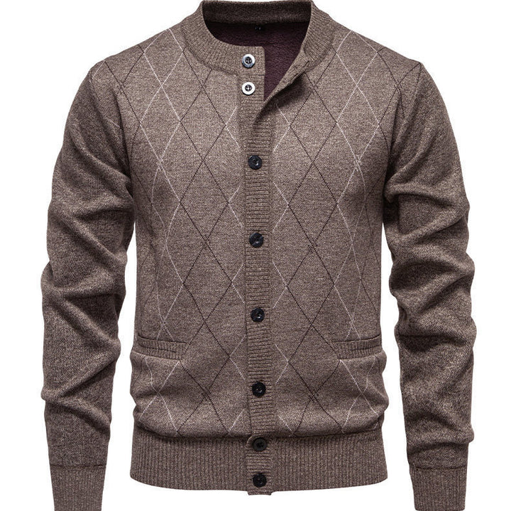 Herren stylische Strickjacke mit diamantförmigem Muster Aliams