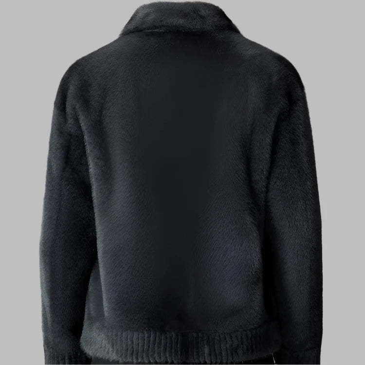Herren elegante Plüschjacke mit Knopfverschluss Aliams