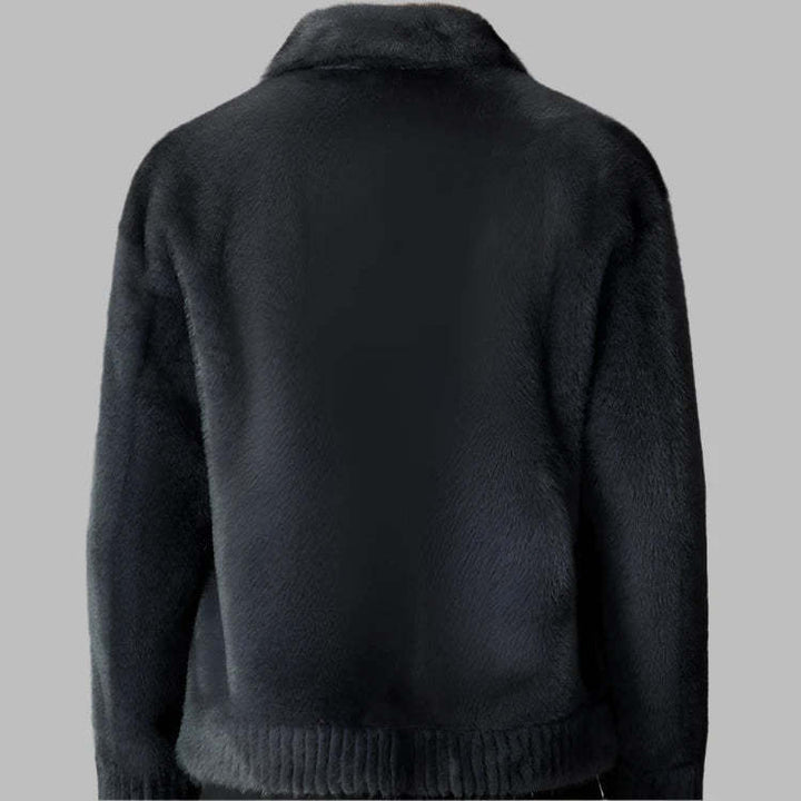 Herren elegante Plüschjacke mit Knopfverschluss Aliams