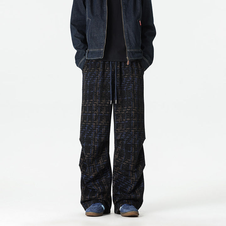 Herren Karierte Relaxed-Fit Hose mit verstellbarem Bund Aliams