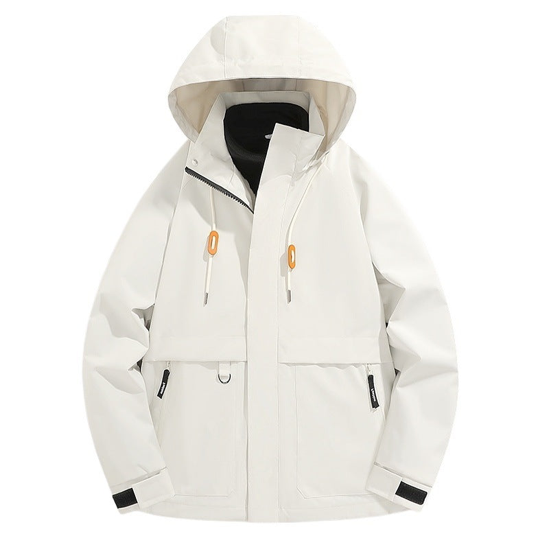Herren wetterfeste Outdoor-Jacke mit verstellbarer Kapuze und praktischen Taschen Aliams