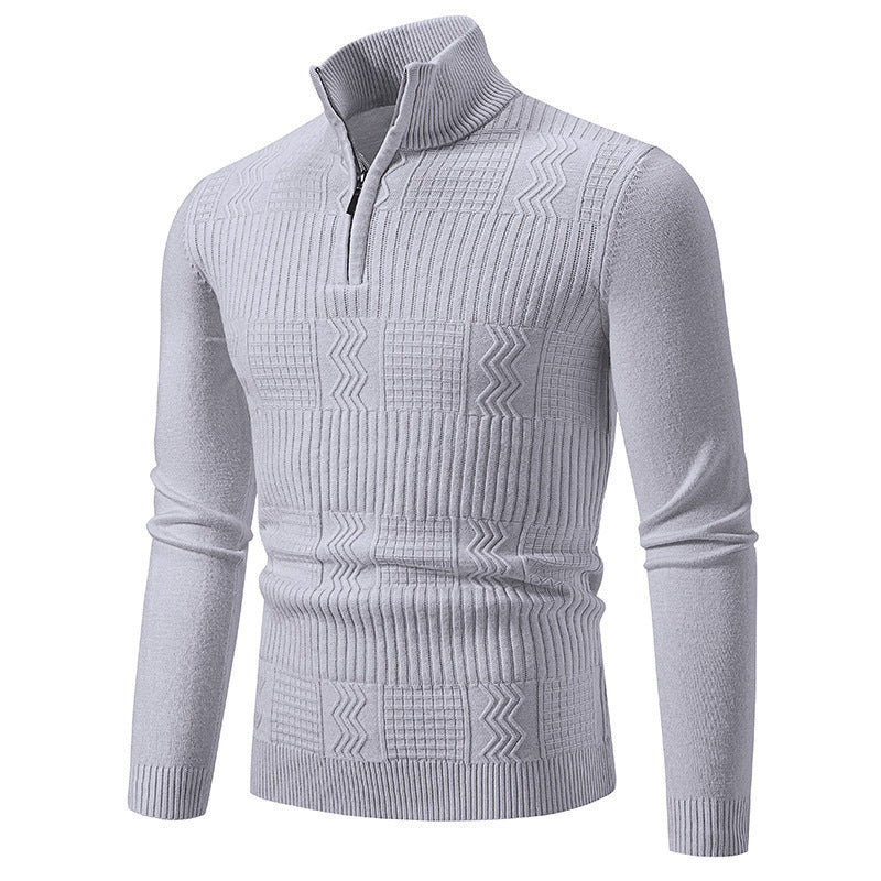 Herren Strickpullover mit hohem Kragen und Reißverschluss Aliams
