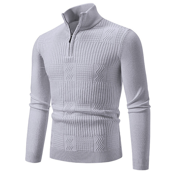 Herren Strickpullover mit hohem Kragen und Reißverschluss Aliams