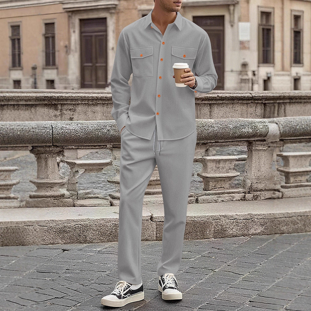 Herren gestreiftes Freizeit-Anzugset mit modischen Details Aliams